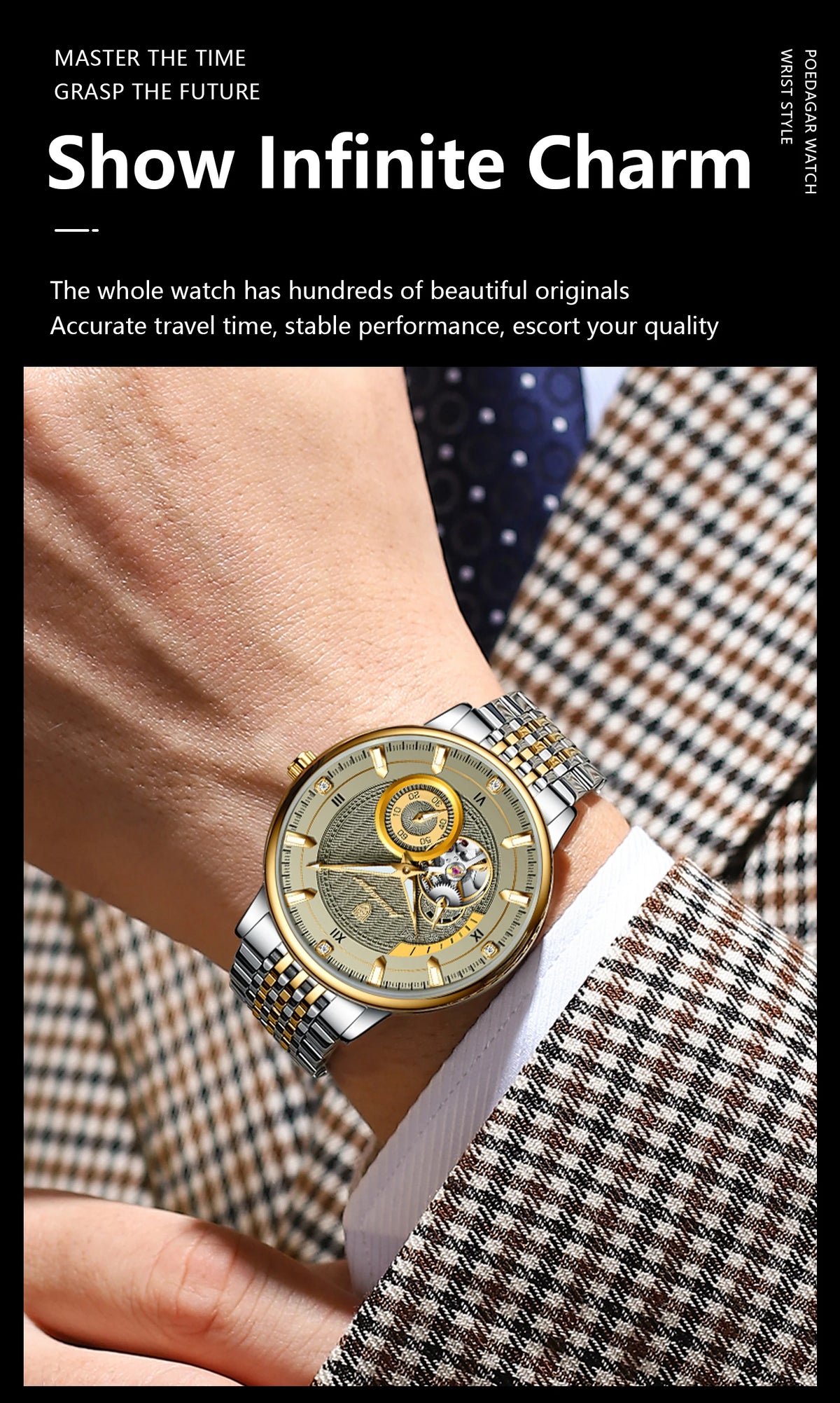 Poedagar topo de luxo relógio masculino luminoso oco tourbillon automático homem relógio de pulso mecânico aço inoxidável relógios masculinos reloj