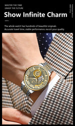 Poedagar topo de luxo relógio masculino luminoso oco tourbillon automático homem relógio de pulso mecânico aço inoxidável relógios masculinos reloj
