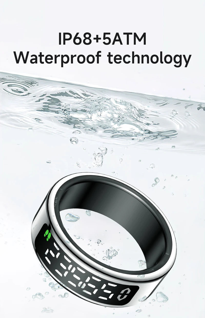 Xiaomi anel inteligente tela de exibição toque monitor saúde gesto furto vídeo/escova tiktok 5atm à prova dwaterproof água smartring para homens