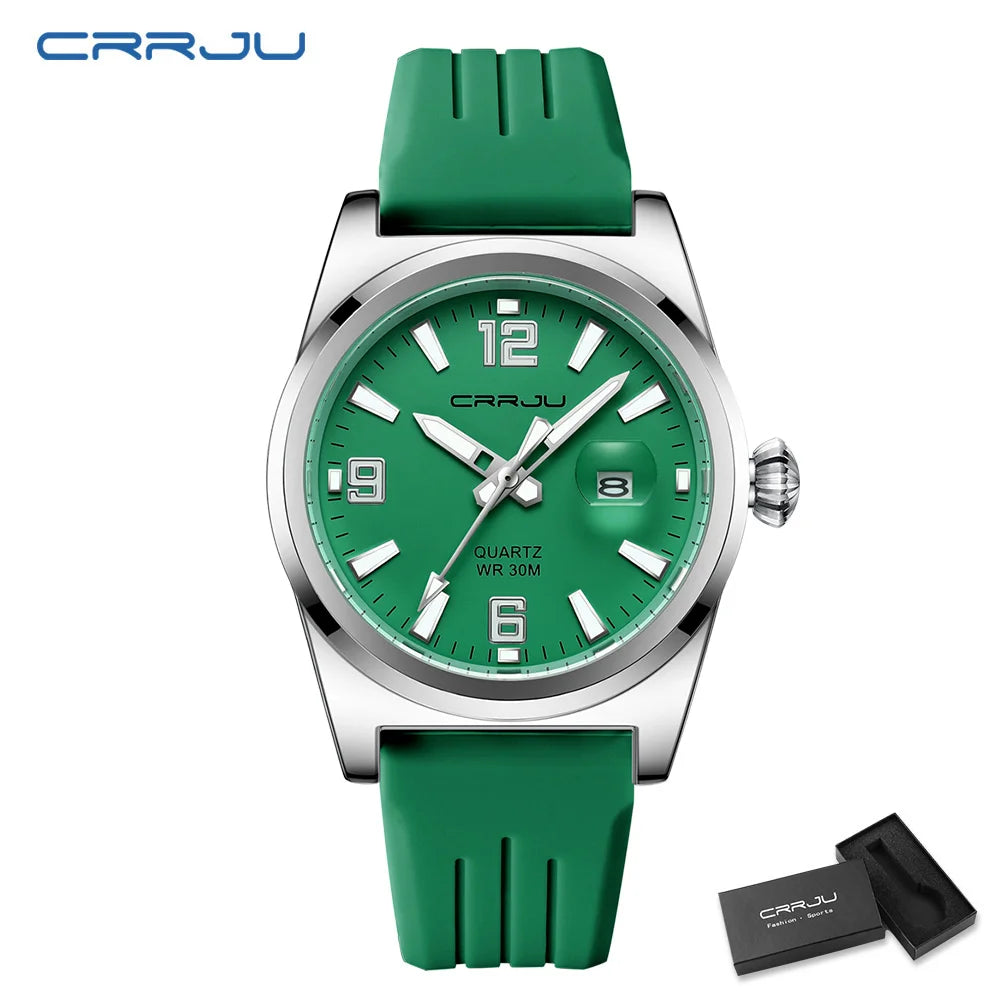 Crrju casual relógio de pulso quartzo moda à prova dwaterproof água relógios masculinos esporte pulseira silicone masculino relógio luminoso relogio masculino