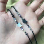 2 pçs natural moonstone obsidiana pulseiras artesanal casal bonito preto branco gato pulseira acessórios jóias
