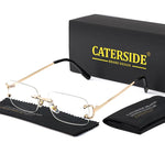 Caterside retangular óculos de sol masculino sem aro branco cobre pequeno quadrado óculos de sol para mulher lente gradiente ao ar livre uv400