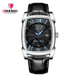 2024 CHENXI 8209 Relógios masculinos pulseira de couro casual luxo quartzo relógios de pulso quadrados à prova d'água