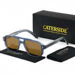 Caterside retro punk óculos de sol dos homens do vintage plana superior pontes duplas alta qualidade óculos de sol feminino viagem festa festival eyewear