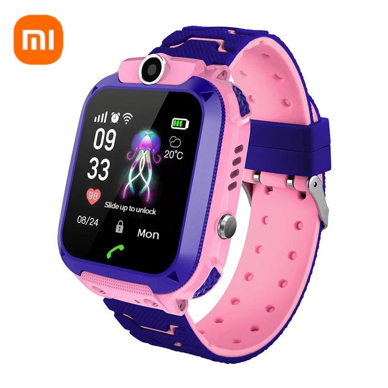 Xiaomi q12 relógio inteligente infantil, à prova d'água, sos, antil-perda, telefone, bate-papo de voz, 2g, cartão sim para meninos e meninas, presente
