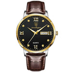 Poedagar mais novo relógio masculino à prova dwaterproof água casual pulseira de couro luminosa relógios de luxo para homem data semana exibição esportes relógios quartzo