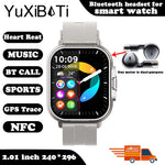 2024 relógio inteligente 2 em 1 com fone de ouvido smartwatch bluetooth chamada relógio masculino gps pista monitor freqüência cardíaca jogar música smartwatch