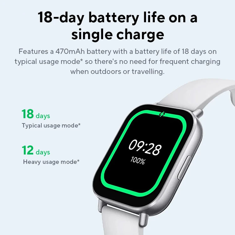 Versão global Xiaomi Redmi Watch 5 Active 2 '' Display de até 18 dias de vida útil da bateria mais de 140 modos de treino Chamadas Bluetooth 5ATM