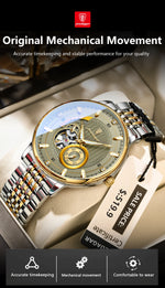 Poedagar topo de luxo relógio masculino luminoso oco tourbillon automático homem relógio de pulso mecânico aço inoxidável relógios masculinos reloj