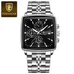 Poedagar luxo homem de negócios relógio de pulso cronógrafo à prova dwaterproof água calendário luminoso relógio para homem quadrado quartzo relógios masculinos reloj