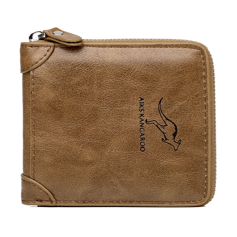 Carteira masculina de couro luxuosa masculina Bolsa masculina com zíper porta-cartões com bolso para moedas carteiras Rfid presentes para homens bolsa de dinheiro