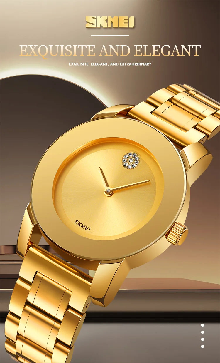 Skmei unissex quartzo pulseira à prova d'água relógios de luxo pulseira de aço inoxidável estilo simples display analógico relógio de pulso fashion