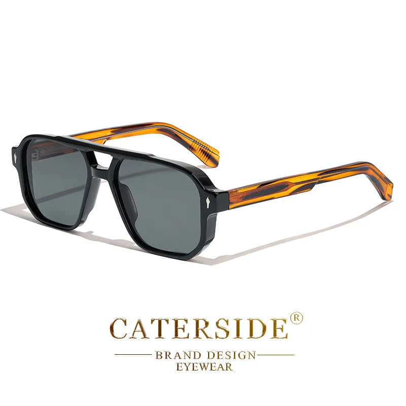 Caterside retro punk óculos de sol dos homens do vintage plana superior pontes duplas alta qualidade óculos de sol feminino viagem festa festival eyewear