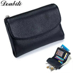 Carteira curta feminina Doubili carteira de couro macio moda bolsa de cor sólida