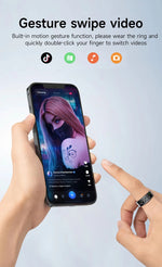 Xiaomi anel inteligente tela de exibição toque monitor saúde gesto furto vídeo/escova tiktok 5atm à prova dwaterproof água smartring para homens