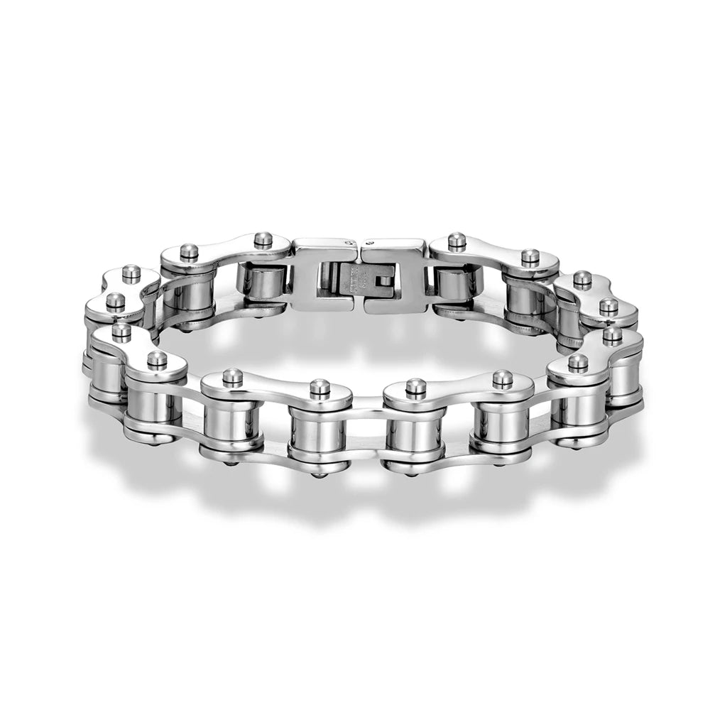 MKENDN Locomotiva Homens Punk Rock Bicicleta Corrente Pulseira 18k Banhado A Ouro Aço Inoxidável Mountain Bike Corrente Acessório Presentes Masculinos