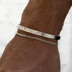 Pulseiras empilháveis para homens, prata esterlina 925/banhado a ouro 14k conjuntos de pulseiras delicadas com caixa de pulseiras cubanas