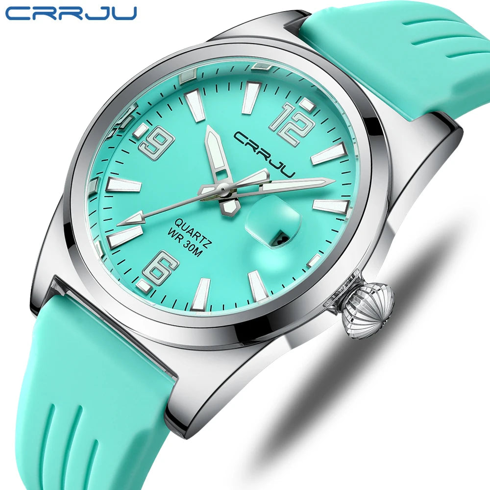 Crrju casual relógio de pulso quartzo moda à prova dwaterproof água relógios masculinos esporte pulseira silicone masculino relógio luminoso relogio masculino