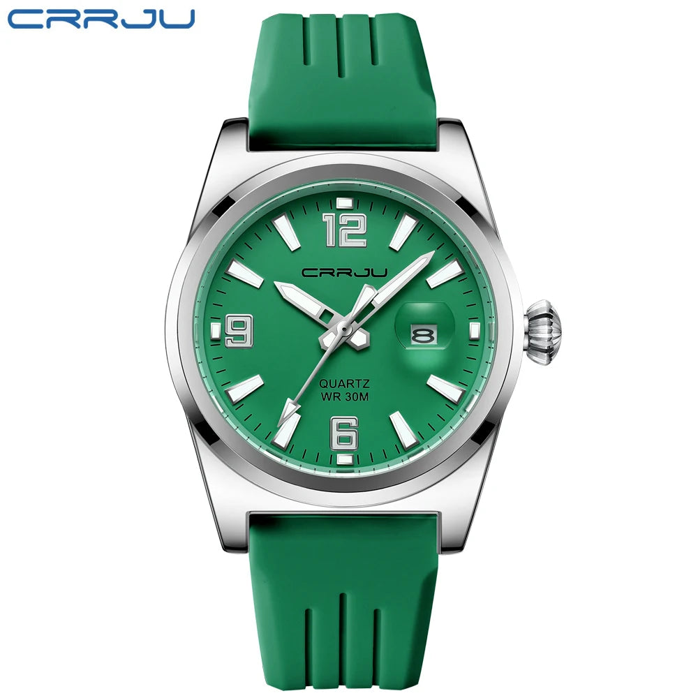 Crrju casual relógio de pulso quartzo moda à prova dwaterproof água relógios masculinos esporte pulseira silicone masculino relógio luminoso relogio masculino