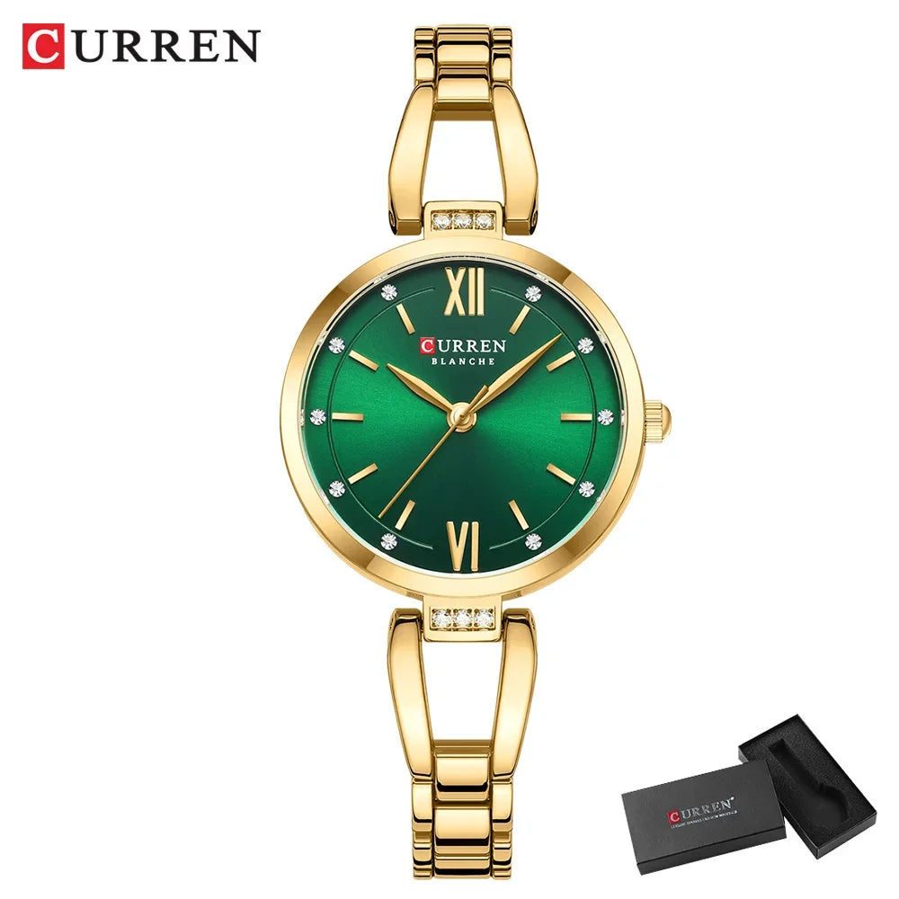 Curren relógios femininos elegante moda original relógio de quartzo para Laides à prova dwaterproof água aço inoxidável simples luxo uso diário