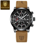 Poedagar relógio de pulso de luxo para homem à prova dwaterproof água luminosa cronógrafo data relógio masculino esportes couro relógios quartzo masculino reloj