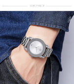 Skmei unissex quartzo pulseira à prova d'água relógios de luxo pulseira de aço inoxidável estilo simples display analógico relógio de pulso fashion