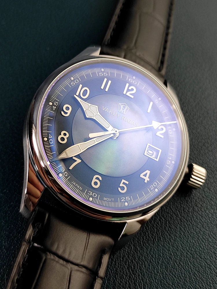 Relógio de pulso mecânico automático masculino, impermeável, calendário luminoso, ponteiro de gás, piloto alemão, movimento Nh35, C1