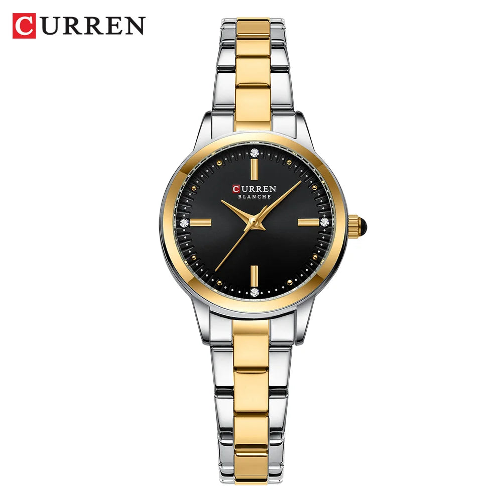 Curren relógios femininos moda original relógio de pulso de quartzo para senhoras mostrador romano deslumbrante diamante à prova dwaterproof água luminosa luxo novo