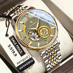 Poedagar topo de luxo relógio masculino luminoso oco tourbillon automático homem relógio de pulso mecânico aço inoxidável relógios masculinos reloj