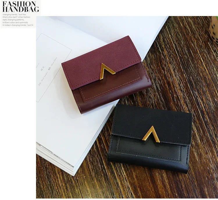 Couro nova bolsa feminina pequena carteira de couro curto marca luxo mini moda feminina carteiras e bolsa titular do cartão de crédito