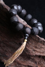 Contas de madeira preta natural genuína ébano tibetano 20mm mm pulseira de roda de oração clássica masculina