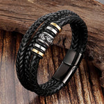 Moda pulseiras de couro vermelho masculino aço inoxidável multicamadas trançado corda pulseiras para mulheres pulseira jóias presentes sp1076