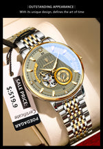Poedagar topo de luxo relógio masculino luminoso oco tourbillon automático homem relógio de pulso mecânico aço inoxidável relógios masculinos reloj