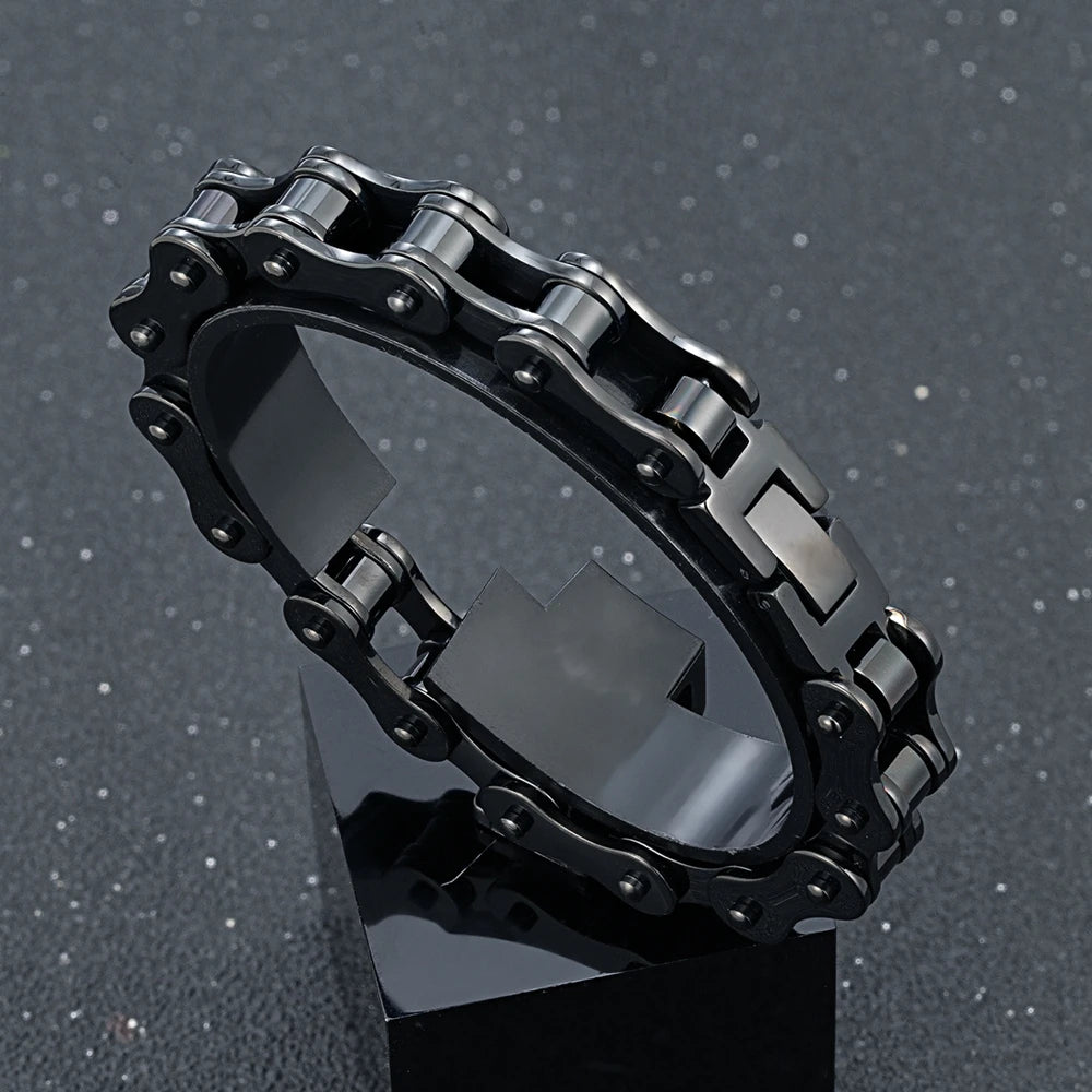 MKENDN Locomotiva Homens Punk Rock Bicicleta Corrente Pulseira 18k Banhado A Ouro Aço Inoxidável Mountain Bike Corrente Acessório Presentes Masculinos