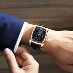 2024 CHENXI 8209 Relógios masculinos pulseira de couro casual luxo quartzo relógios de pulso quadrados à prova d'água