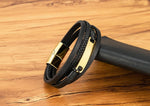 Xqni pulseira de couro trançado multicamadas, masculina, tendência legal, aço inoxidável, fivela casual, acessórios de joias, presente