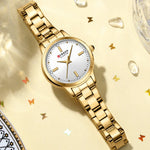 Curren relógios femininos moda original relógio de pulso de quartzo para senhoras mostrador romano deslumbrante diamante à prova dwaterproof água luminosa luxo novo
