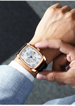 2024 CHENXI 8209 Relógios masculinos pulseira de couro casual luxo quartzo relógios de pulso quadrados à prova d'água
