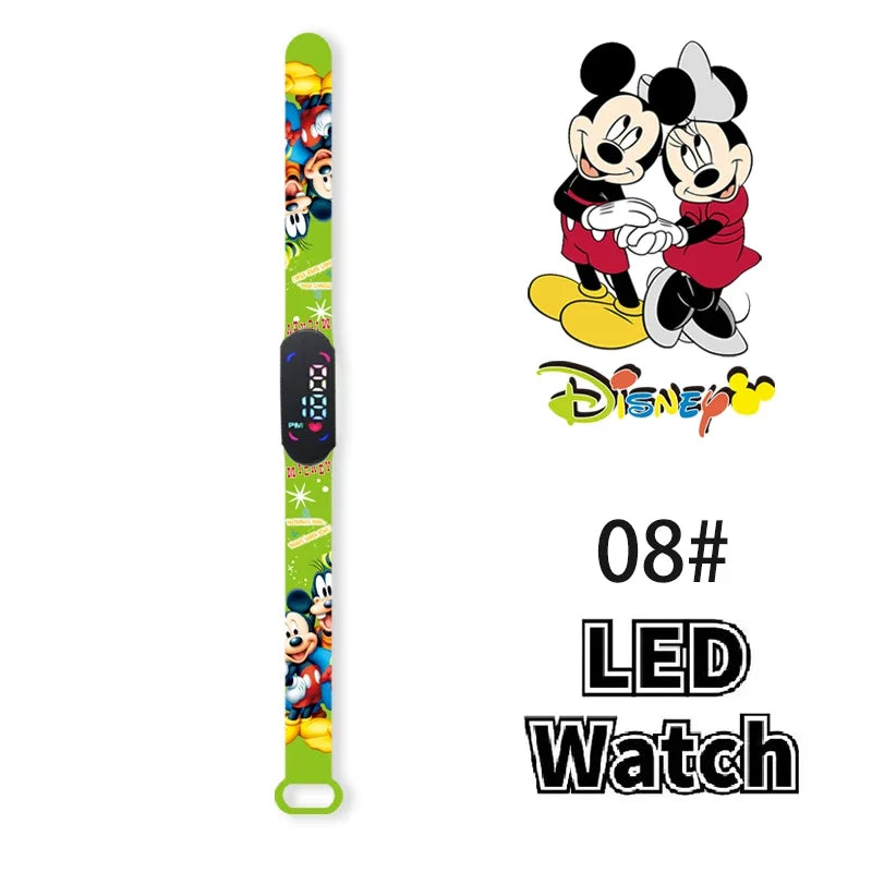 Nova disney mickey minnie led toque relógio donald duckbracelet relógio estudante crianças esportes dos desenhos animados relógio eletrônico presente brinquedo