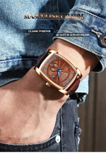 2024 CHENXI 8209 Relógios masculinos pulseira de couro casual luxo quartzo relógios de pulso quadrados à prova d'água
