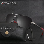 Aowear óculos de sol espelhados polarizados masculinos para homens mulheres luxo qualidade retro retângulo uv400 condução óculos de sol gafas de sol