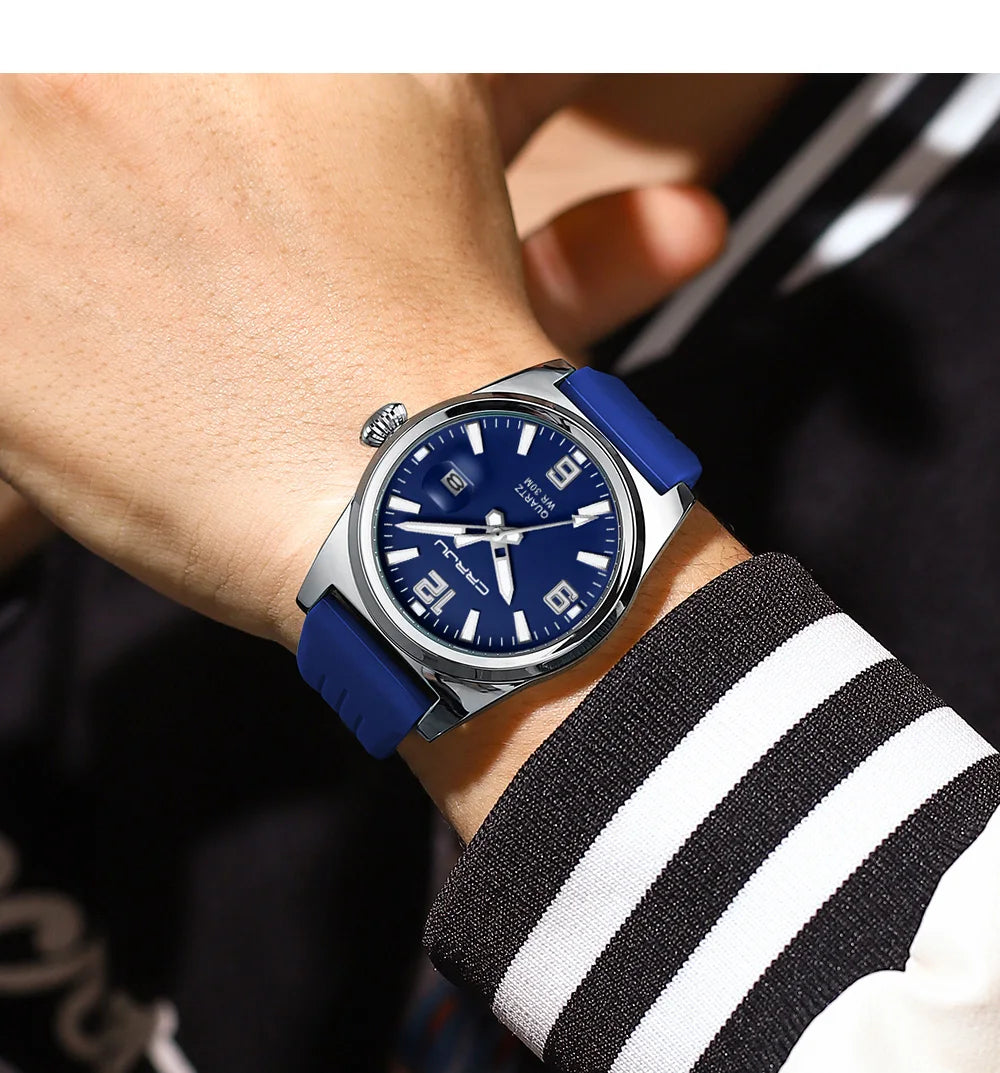 Crrju casual relógio de pulso quartzo moda à prova dwaterproof água relógios masculinos esporte pulseira silicone masculino relógio luminoso relogio masculino
