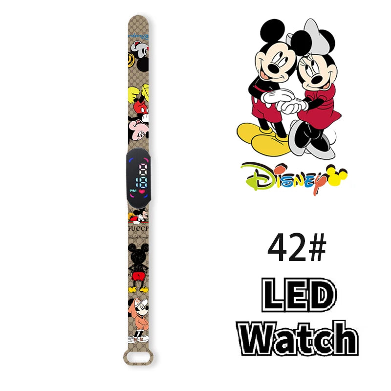 Nova disney mickey minnie led toque relógio donald duckbracelet relógio estudante crianças esportes dos desenhos animados relógio eletrônico presente brinquedo