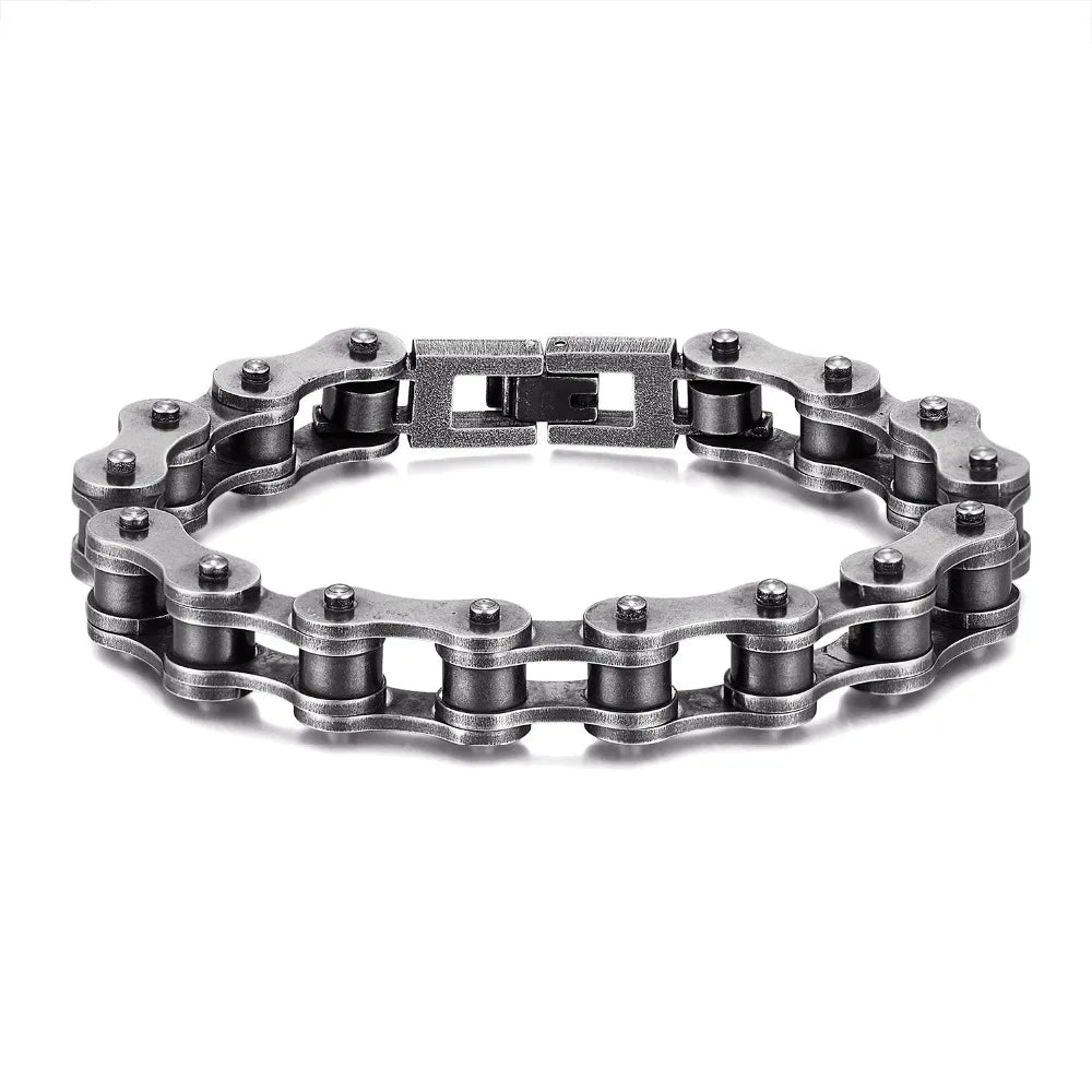 MKENDN Locomotiva Homens Punk Rock Bicicleta Corrente Pulseira 18k Banhado A Ouro Aço Inoxidável Mountain Bike Corrente Acessório Presentes Masculinos