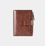 Carteira masculina de couro luxo curto titular do cartão rfid para homens zíper moeda bolsa portátil masculino carteiras billfold