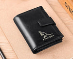 Carteira masculina de couro luxo curto titular do cartão rfid para homens zíper moeda bolsa portátil masculino carteiras billfold