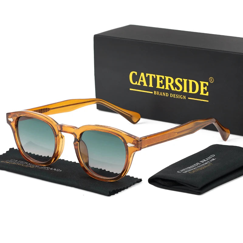 Caterside retro redondo masculino óculos de sol punk ácido propiônico pino templo luxo óculos de sol feminino esportes lazer festa óculos uv400