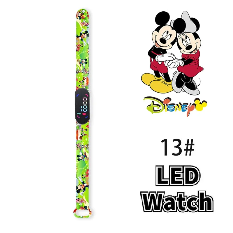 Nova disney mickey minnie led toque relógio donald duckbracelet relógio estudante crianças esportes dos desenhos animados relógio eletrônico presente brinquedo