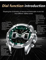 Poedagar led relógio de luxo masculino esportes dupla exibição tempo digital luminoso semana data homem relógio de pulso eletrônico quartzo relógios masculinos