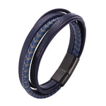 Moda pulseiras de couro vermelho masculino aço inoxidável multicamadas trançado corda pulseiras para mulheres pulseira jóias presentes sp1076